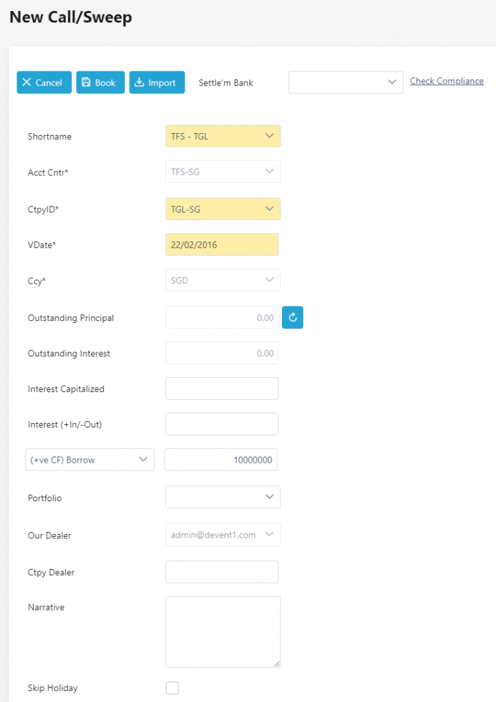 Call/ Sweep Transaction CS Lucas