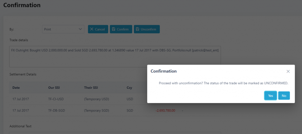 Foreign Exchange Confirmation | CS Lucas